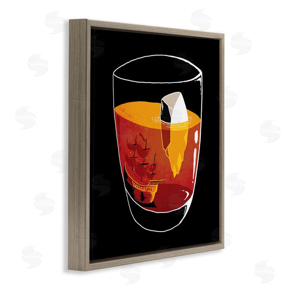 Stupell Industries Michael Buxton | Clever Iceberg Ship Beverage Drinking Glass Illustration Wall Art