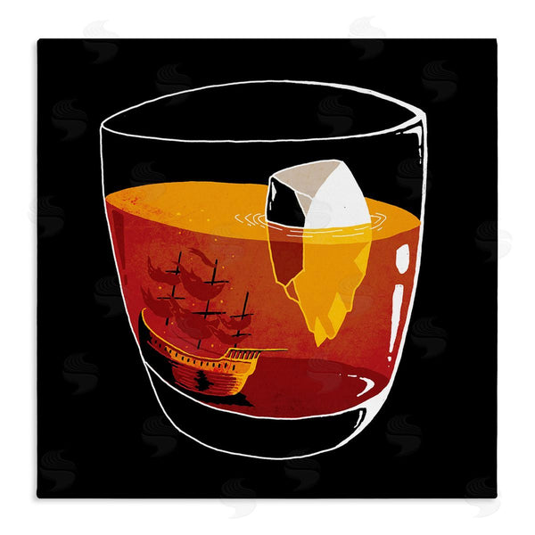 stupell industries Michael Buxton | Clever Iceberg Ship Beverage Drinking Glass Illustration Wall Art