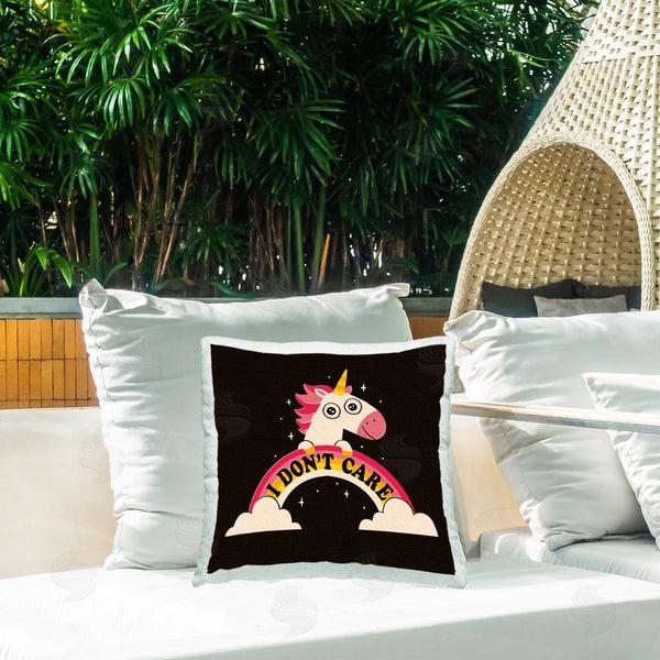 Stupell Industries Michael Buxton | Don't Care Unicorn Printed Throw Pillow
