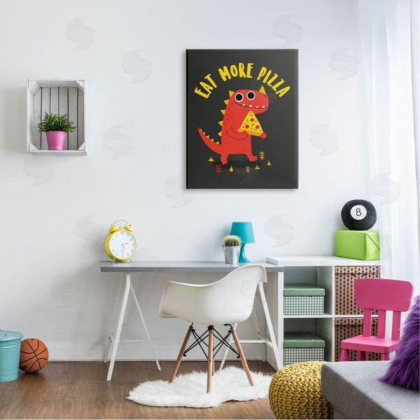 Stupell Industries Michael Buxton | Eat More Pizza Red Dragon Dinosaur Text Cartoon Wall Art