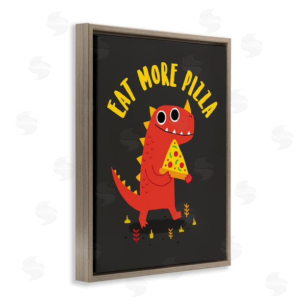 Stupell Industries Michael Buxton | Eat More Pizza Red Dragon Dinosaur Text Cartoon Wall Art