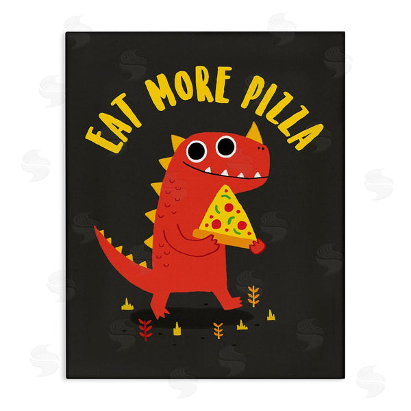 stupell industries Michael Buxton | Eat More Pizza Red Dragon Dinosaur Text Cartoon Wall Art