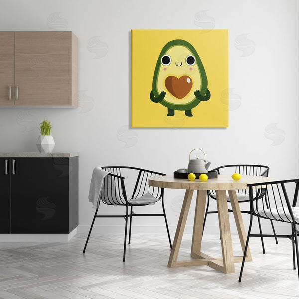 Stupell Industries Michael Buxton | Endearing Avocado Heart Shape Seed Smiling Cartoon Wall Art