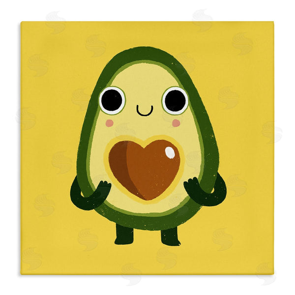 stupell industries Michael Buxton | Endearing Avocado Heart Shape Seed Smiling Cartoon Wall Art
