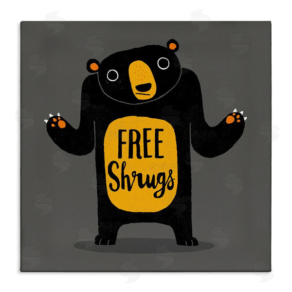 stupell industries Michael Buxton | Free Shrugs Phrase Funny Black Bear Illustration Wall Art