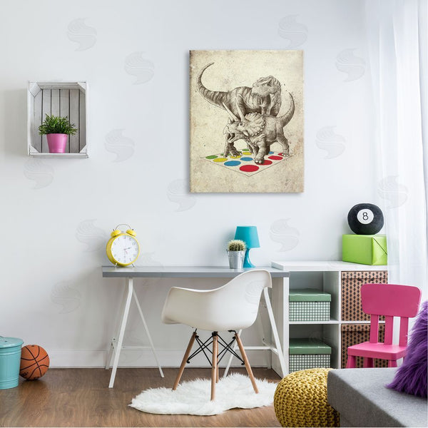Stupell Industries Michael Buxton | Humorous Dinosaurs Playing Quirky Game Vintage Effect Wall Art
