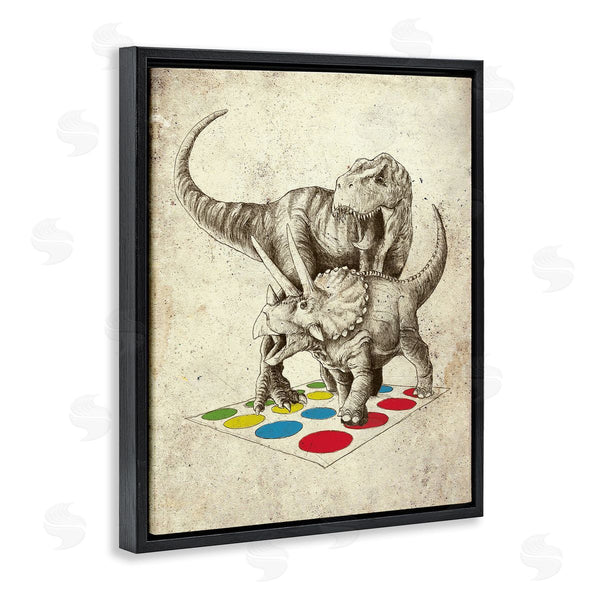 Stupell Industries Michael Buxton | Humorous Dinosaurs Playing Quirky Game Vintage Effect Wall Art