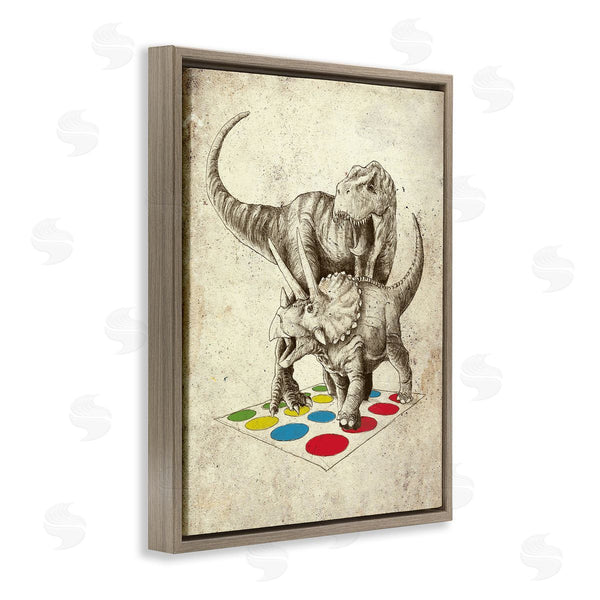Stupell Industries Michael Buxton | Humorous Dinosaurs Playing Quirky Game Vintage Effect Wall Art