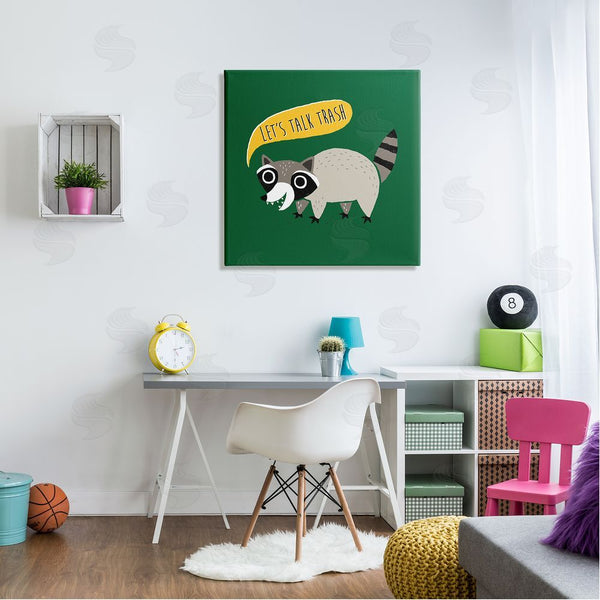 Stupell Industries Michael Buxton | Let's Talk Trash Phrase Witty Raccoon Saying Wall Art