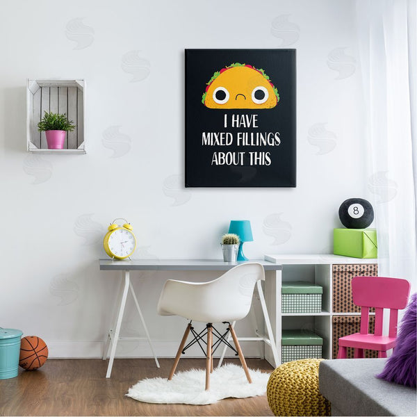 Stupell Industries Michael Buxton | Mixed Feelings Frowning Taco Bold Typography Illustration Wall Art