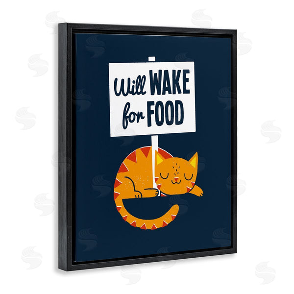 Stupell Industries Michael Buxton | Quirky Will Wake For Food Sleeping Cat Sign Wall Art