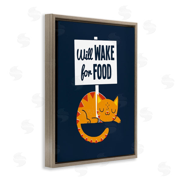 Stupell Industries Michael Buxton | Quirky Will Wake For Food Sleeping Cat Sign Wall Art