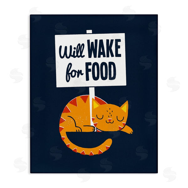 stupell industries Michael Buxton | Quirky Will Wake For Food Sleeping Cat Sign Wall Art