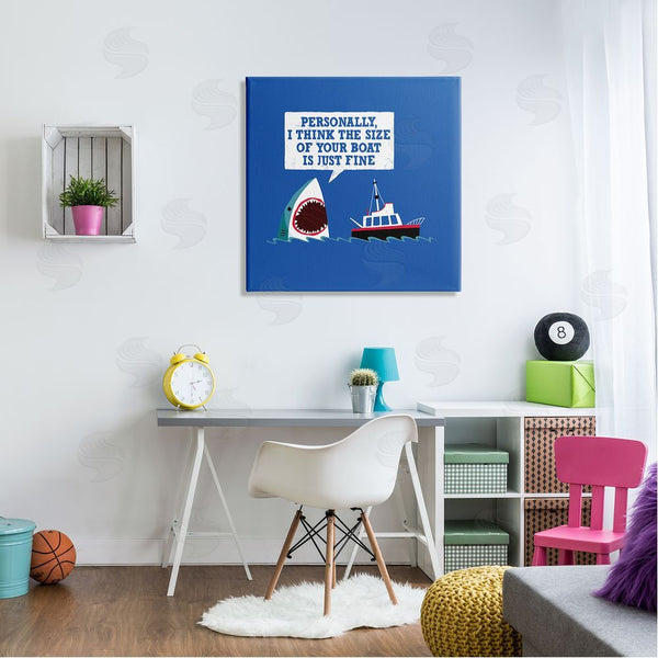 Stupell Industries Michael Buxton | Silly Shark Eating Boat Ship Blue Ocean Waves Wall Art