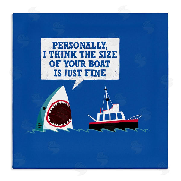 stupell industries Michael Buxton | Silly Shark Eating Boat Ship Blue Ocean Waves Wall Art