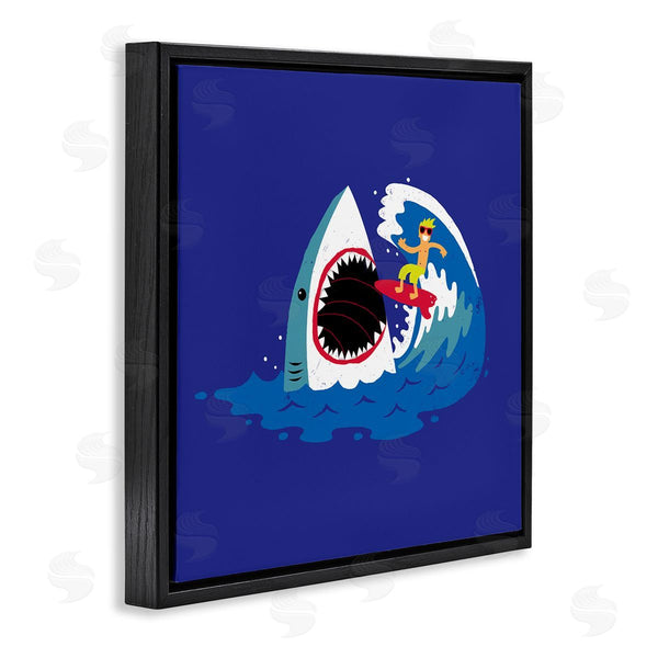 Stupell Industries Michael Buxton | Surfer Ocean Wave Shark Teeth Whimsical Beach Wall Art
