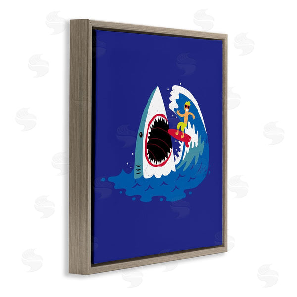 Stupell Industries Michael Buxton | Surfer Ocean Wave Shark Teeth Whimsical Beach Wall Art