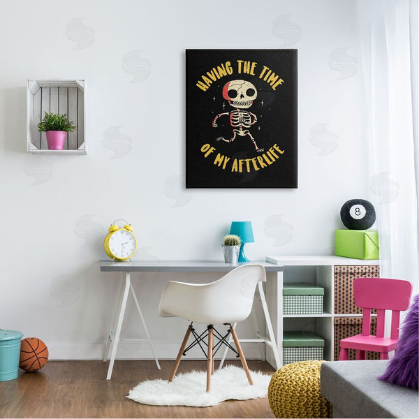 Stupell Industries Michael Buxton | Time Of My Afterlife Witty Skeleton Smiling Sparkles Wall Art