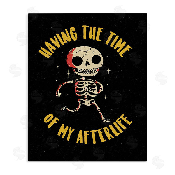 stupell industries Michael Buxton | Time Of My Afterlife Witty Skeleton Smiling Sparkles Wall Art