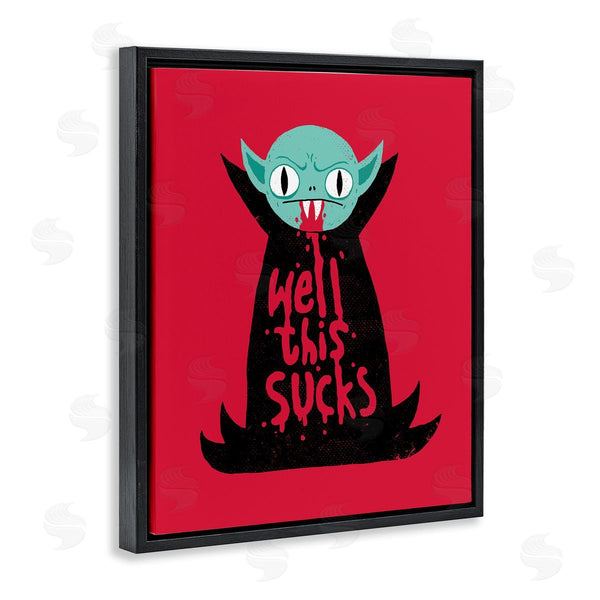 Stupell Industries Michael Buxton | Well This Sucks Vampire Drinking Blood Witty Phrase Wall Art