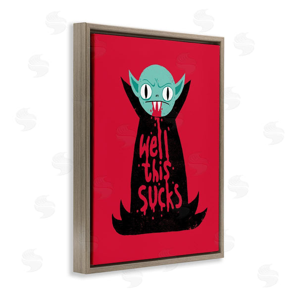 Stupell Industries Michael Buxton | Well This Sucks Vampire Drinking Blood Witty Phrase Wall Art