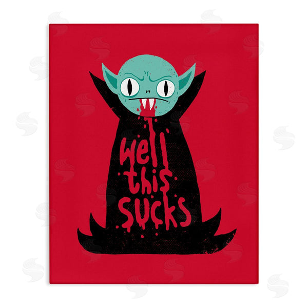 stupell industries Michael Buxton | Well This Sucks Vampire Drinking Blood Witty Phrase Wall Art