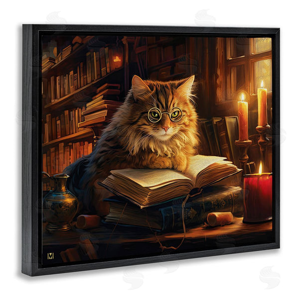 Stupell Industries Michael David Ward | Cat Reading By Candlelight Wall Art