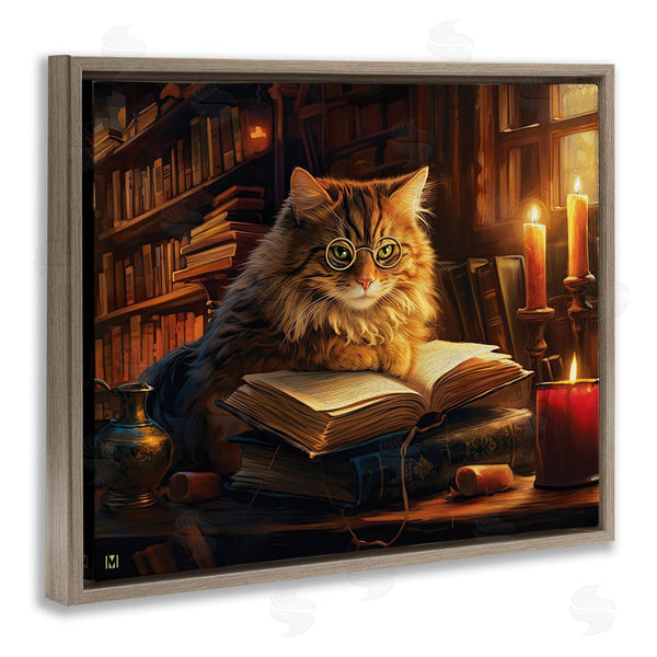 Stupell Industries Michael David Ward | Cat Reading By Candlelight Wall Art