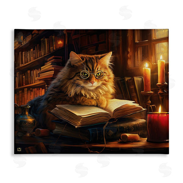 stupell industries Michael David Ward | Cat Reading by Candlelight Wall Art