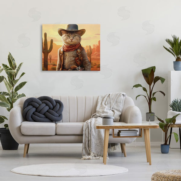 Stupell Industries Michael David Ward | Cowboy Sheriff Cat Wall Art