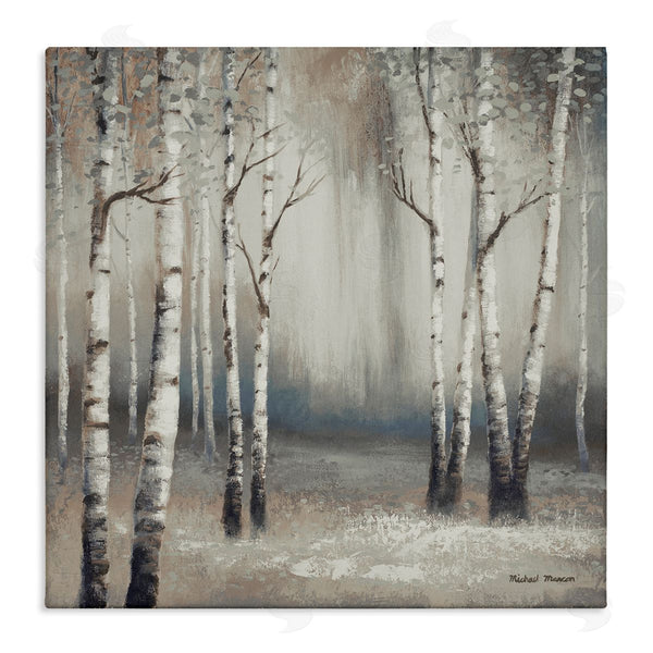 stupell industries Michael Marcon | Misty Birch Tree Forest Landscape Wall Art