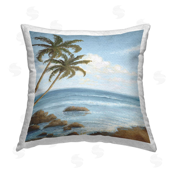 Stupell Industries Michael Marcon | Palm Trees Looming Beach Printed Throw Pillow