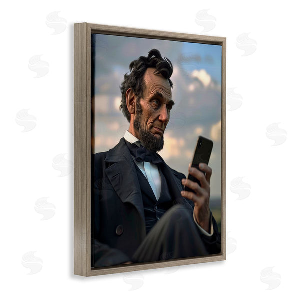 Stupell Industries Michael McKinney | Abe Lincoln With Cellphone