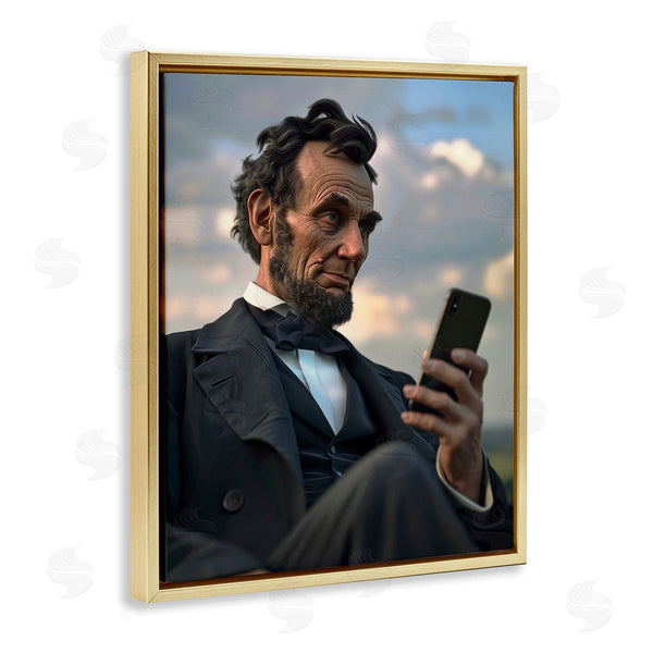 Stupell Industries Michael McKinney | Abe Lincoln With Cellphone