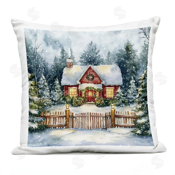Stupell Industries Michael McKinney | Scenic Winter Cottage Printed Throw Pillow