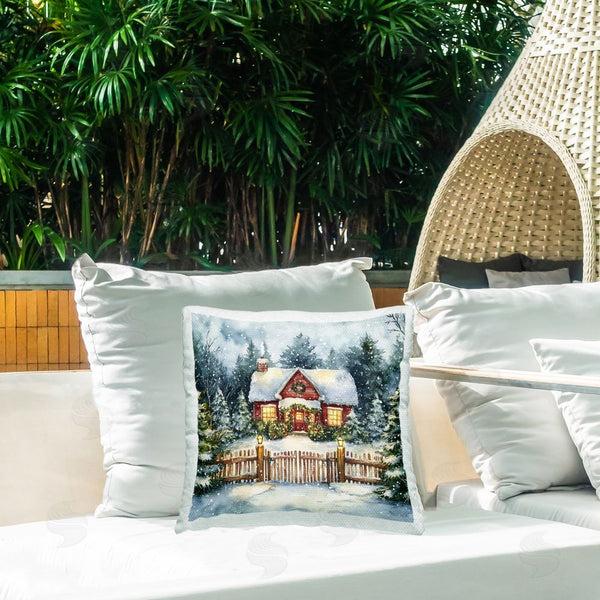 Stupell Industries Michael McKinney | Scenic Winter Cottage Printed Throw Pillow