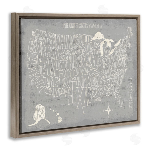 Stupell Industries Michael Mullan | Distressed US Map Typography