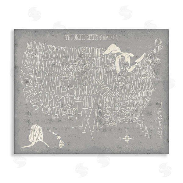 stupell industries Michael Mullan | Distressed US Map Typography