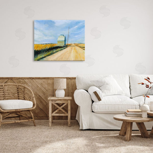 Stupell Industries Michael Paraskevas | Wheat Field Building By Old Country Road Landscape Wall Art