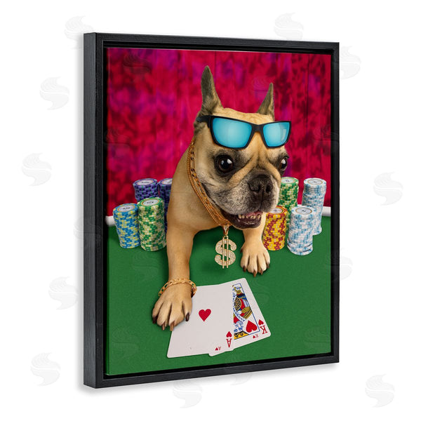 Stupell Industries Michael Quackenbush | Cool French Bulldog Gambling Casino Poker Chips Wall Art