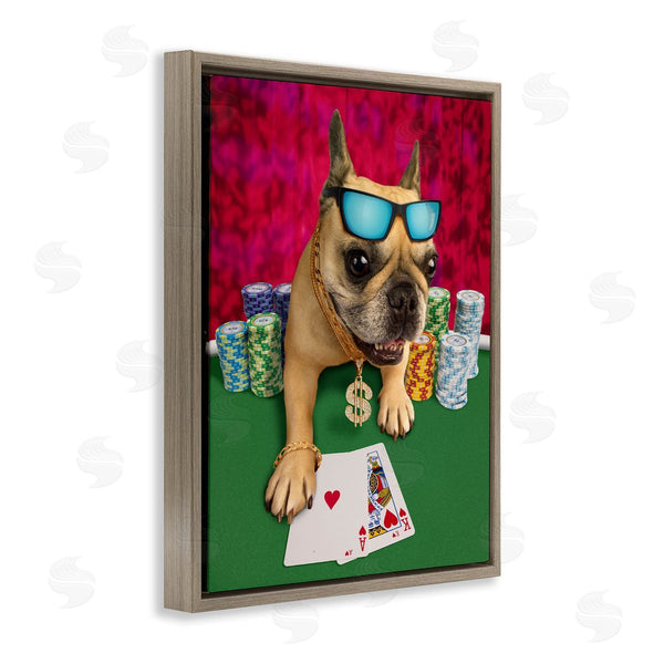Stupell Industries Michael Quackenbush | Cool French Bulldog Gambling Casino Poker Chips Wall Art
