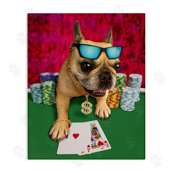 stupell industries Michael Quackenbush | Cool French Bulldog Gambling Casino Poker Chips Wall Art