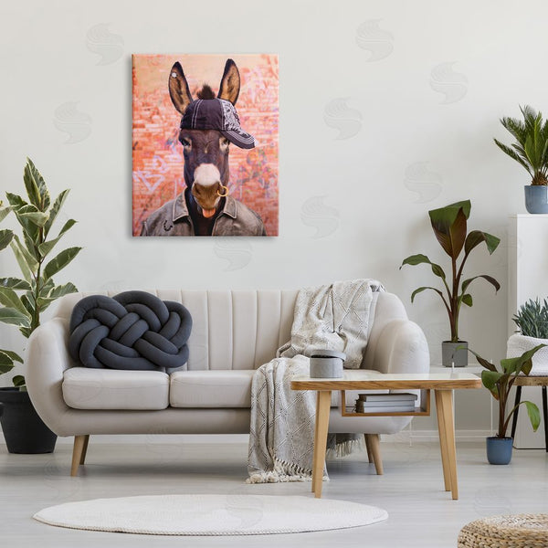 Stupell Industries Michael Quackenbush | Cool Trendy Donkey Wearing Hat Street Graffiti Wall Art
