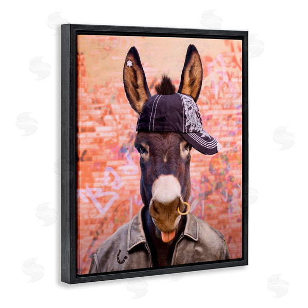 Stupell Industries Michael Quackenbush | Cool Trendy Donkey Wearing Hat Street Graffiti Wall Art