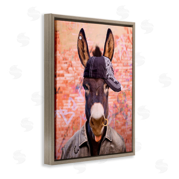 Stupell Industries Michael Quackenbush | Cool Trendy Donkey Wearing Hat Street Graffiti Wall Art
