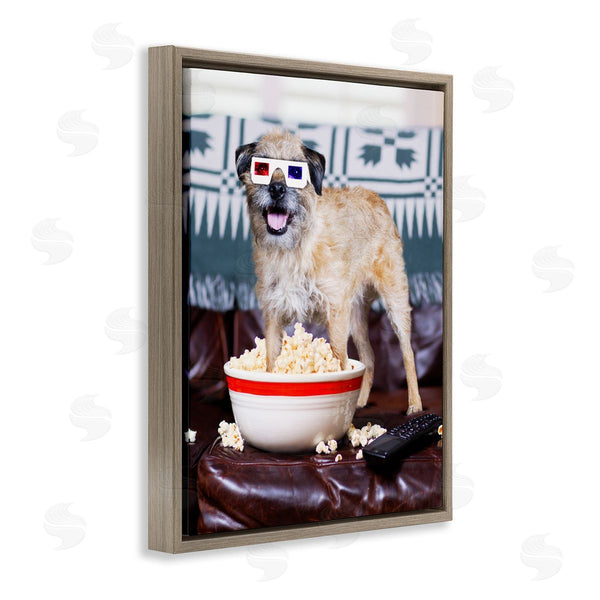 Stupell Industries Michael Quackenbush | Dog 3-D Movie Night Couch Snacking Popcorn Wall Art