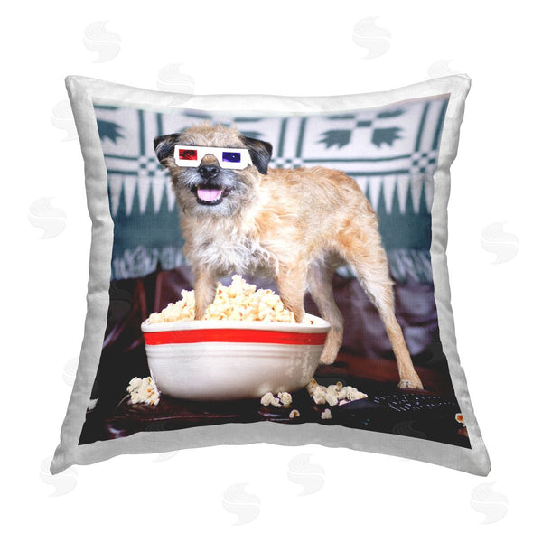 stupell industries Michael Quackenbush | Funny Dog 3D Glasses Printed Throw Pillow