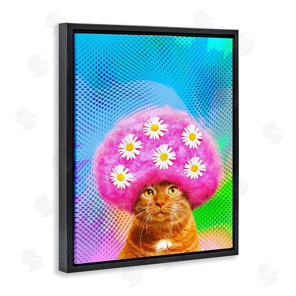 Stupell Industries Michael Quackenbush | Groovy Daisy Wig Cat Wall Art
