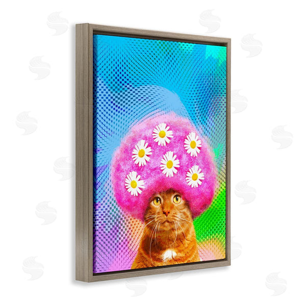 Stupell Industries Michael Quackenbush | Groovy Daisy Wig Cat Wall Art
