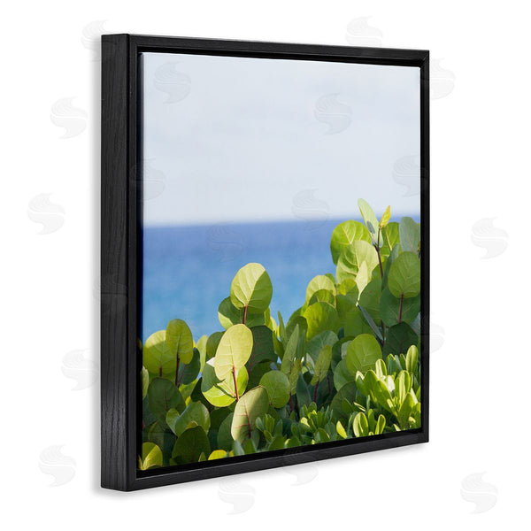 Stupell Industries Michael Quackenbush | Lush Greenery Plants Distant Beach Ocean Water Wall Art